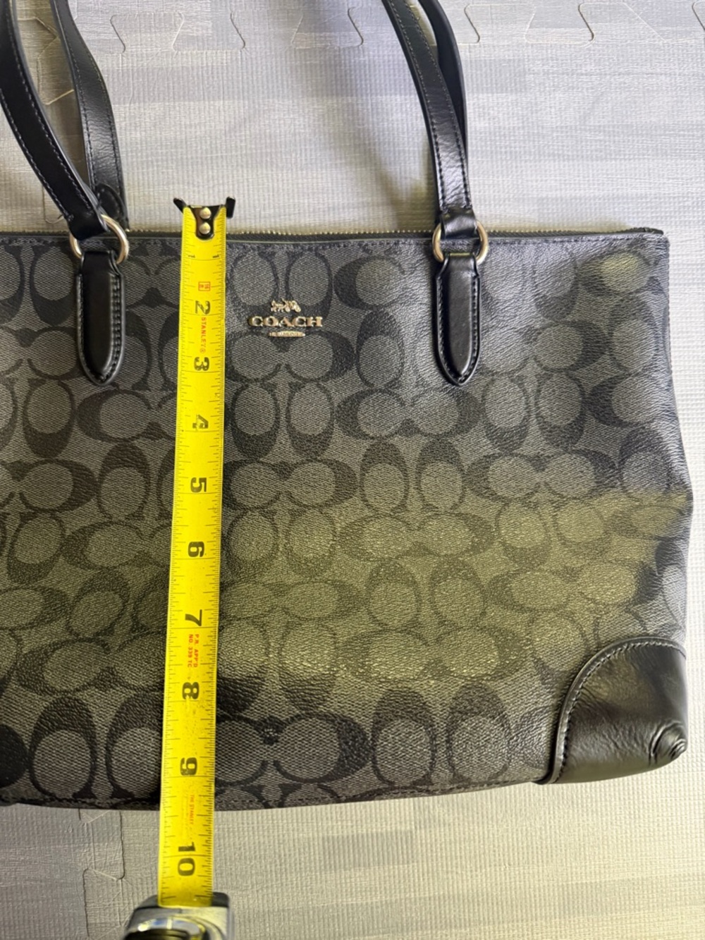 Coach Signature Tote in Charcoal and Black - Picture 13 of 13